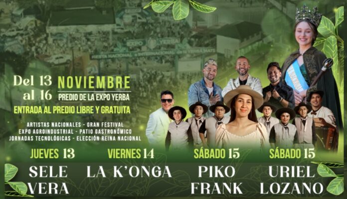 Apóstoles se alista para recibir la 47° Fiesta Nacional e Internacional de la Yerba Mate del 13 al 16 de noviembre